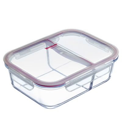 Glass food storage box 570 ml, with 2 separate compartments - Westmark Shop