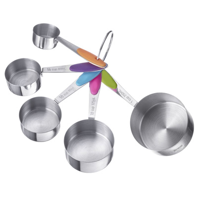 Stainless Steel Measuring Cups Set of 5 on Ring Space Saving