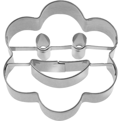 Cookie cutter »Rosette with smiley 2D«, 6,5 cm