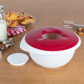 Mixing bowl with two piece lid, 3,5 l, white/red