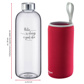 Glass drinking bottle »Viva« 1 l, with cover, red